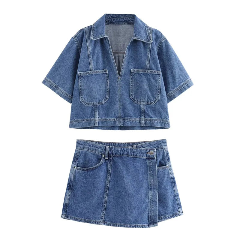 Jadwiga - Conjunto De Denim Con Cuello en V