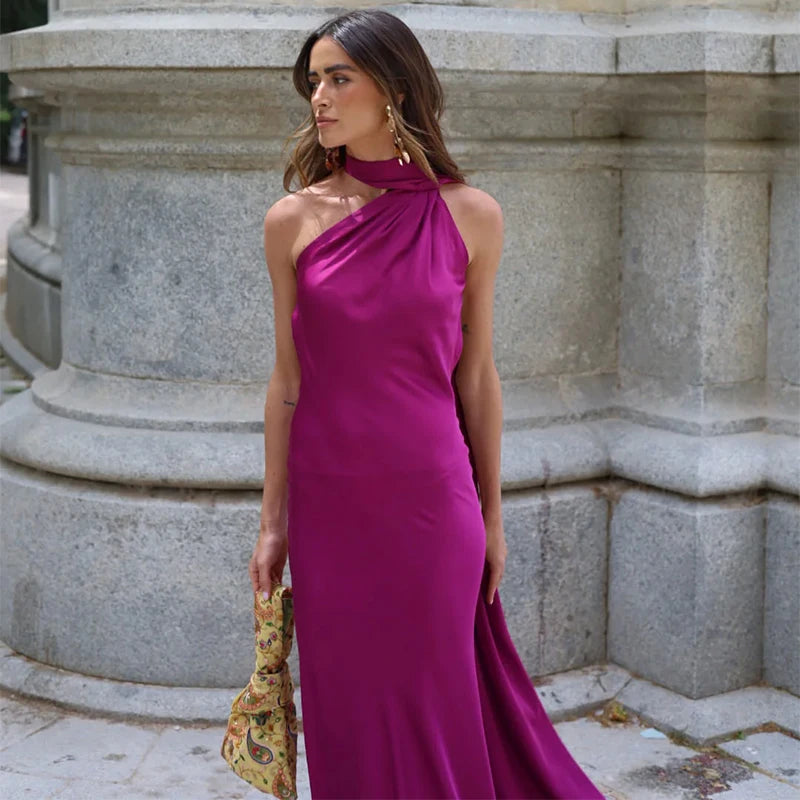 Lucila - Cuello Halter Vestido Largo