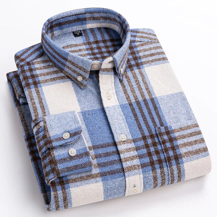 Kasner - Camisa De Algodón a Cuadros De Manga Larga