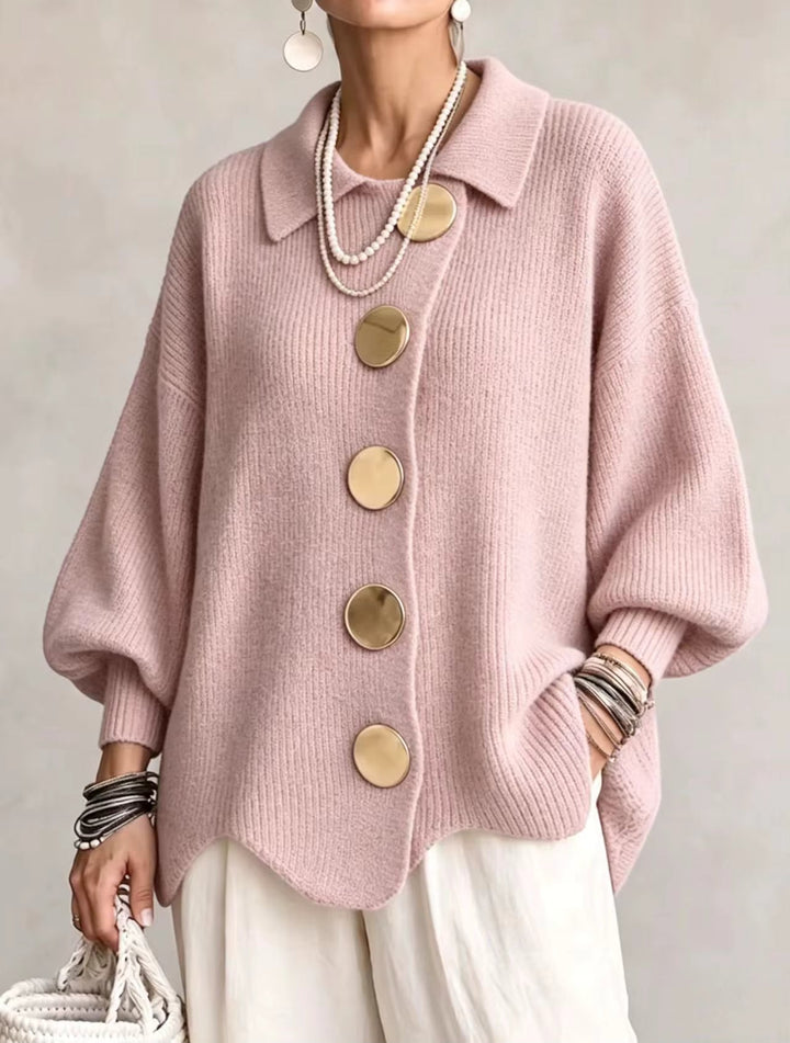 Shiryl - Rebeca de Punto Con Cuello Mangas Largas y Botones