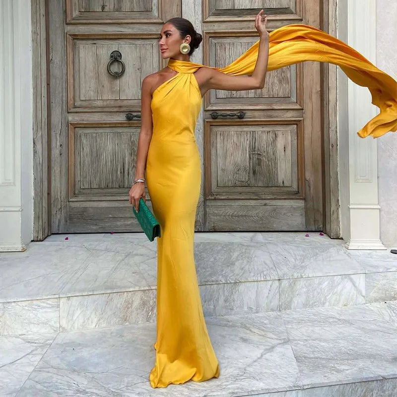 Lucila - Cuello Halter Vestido Largo