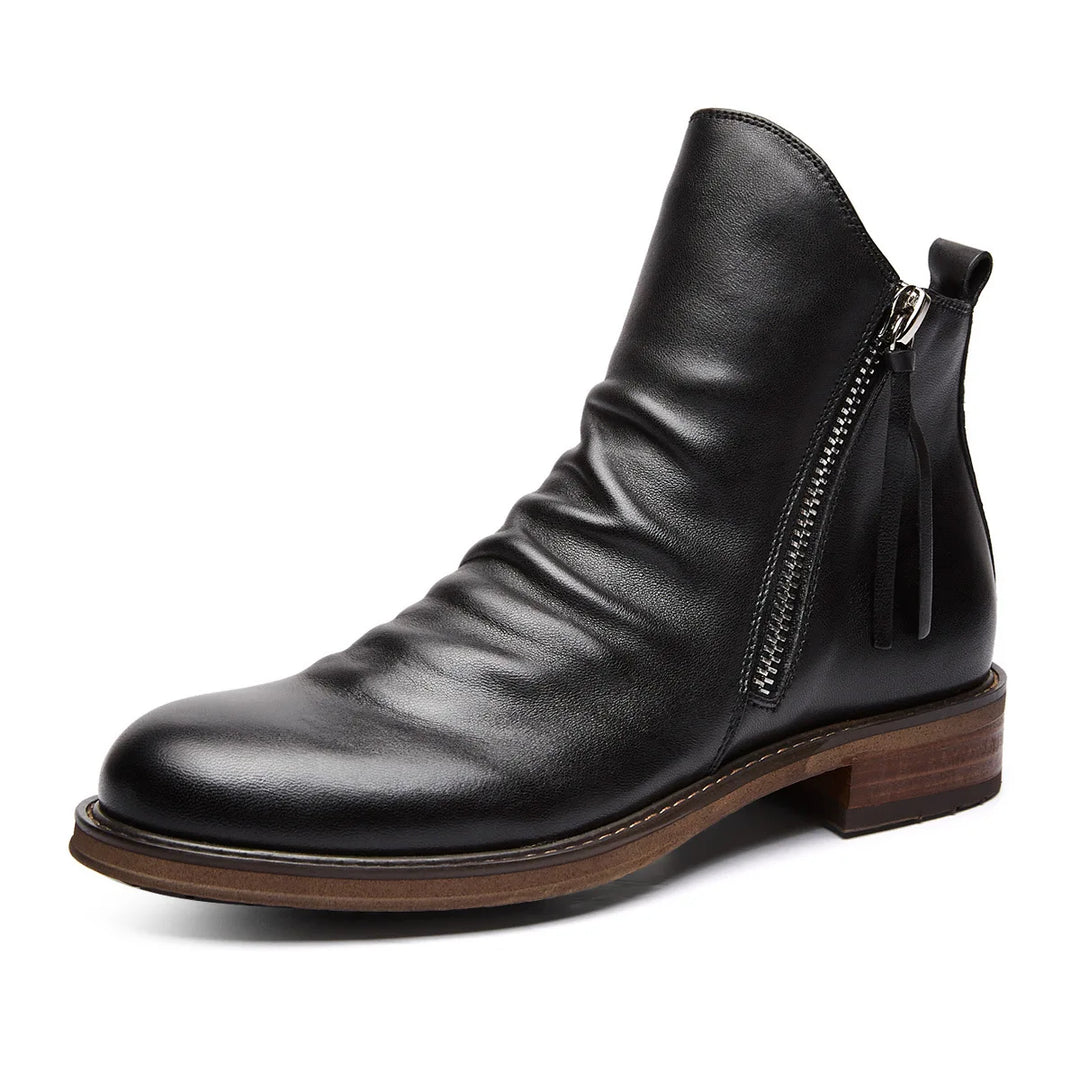 Antonio - Elegantes Botas de Piel con cierre de Cremallera