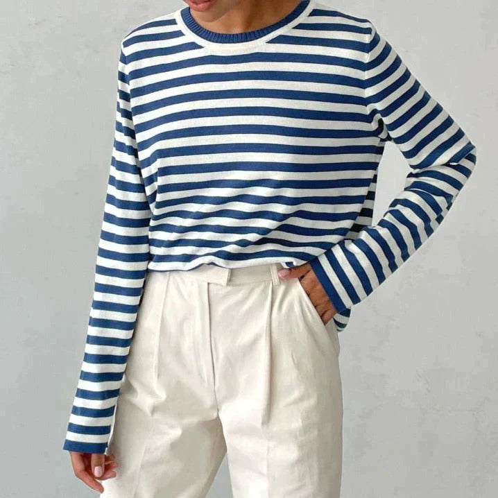 Quintina - Elegante Jersey De Manga Larga Con Diseño De Rayas
