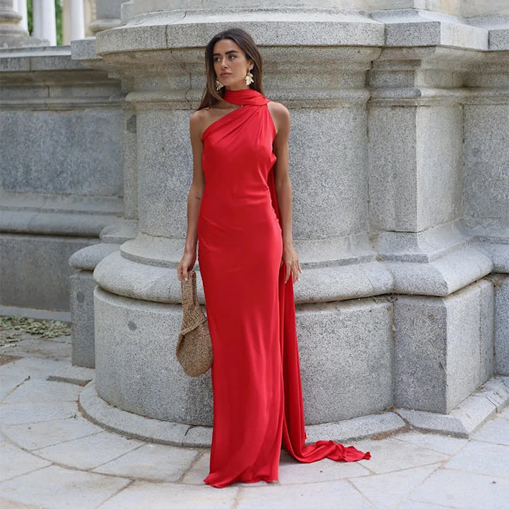 Lucila - Cuello Halter Vestido Largo