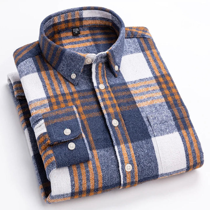 Kasner - Camisa De Algodón a Cuadros De Manga Larga