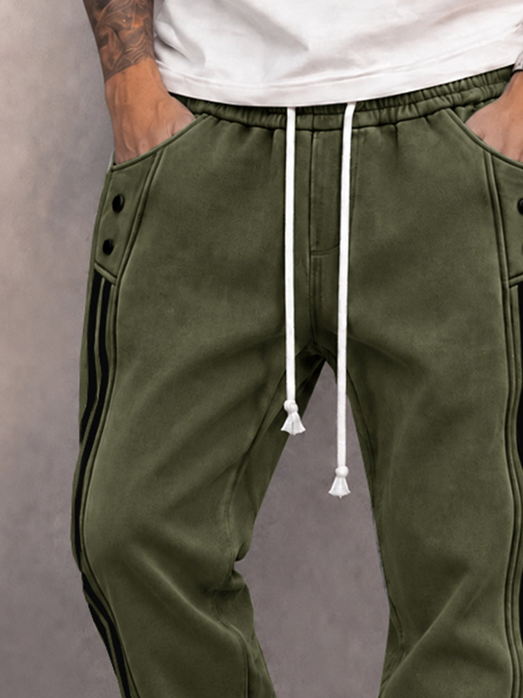Danley - Pantalones Jogger Informales De Imitación De Ante Con Raya Lateral