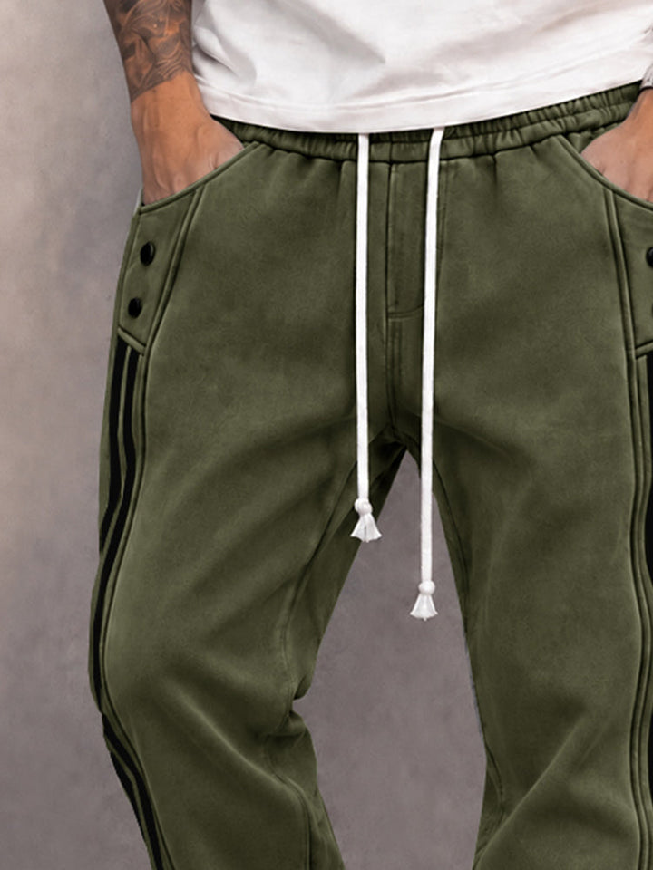 Danley - Pantalones Jogger Informales De Imitación De Ante Con Raya Lateral