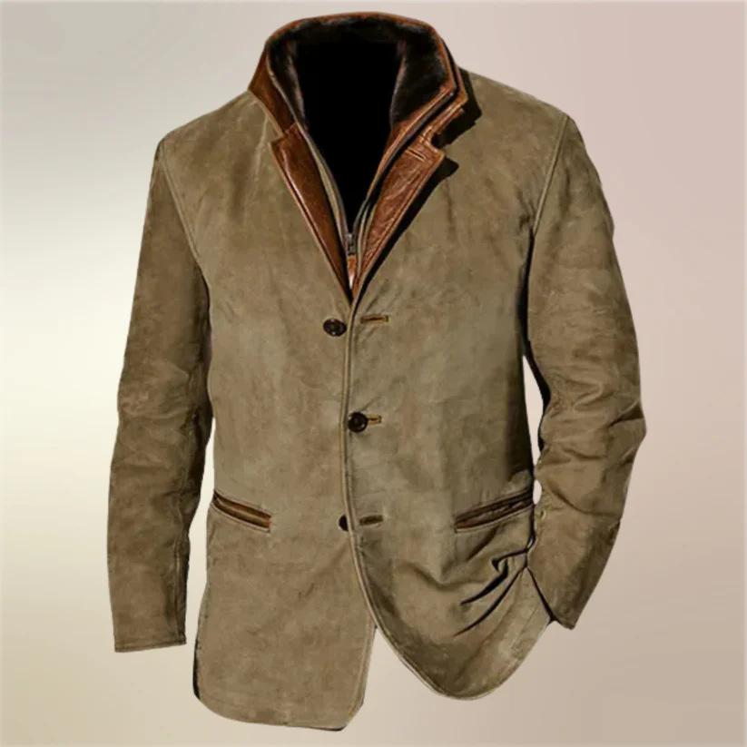 Cesario - Chaqueta Clásica De Cuero Vintage