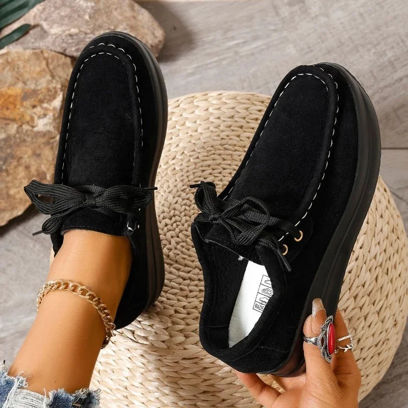 Tonja - Zapatos De Ante Con Cordones y Suela Antideslizante