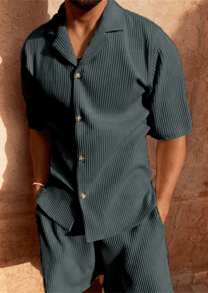 Ardian - Conjunto De Camisa De Manga Corta Y Pantalón Corto De Pana