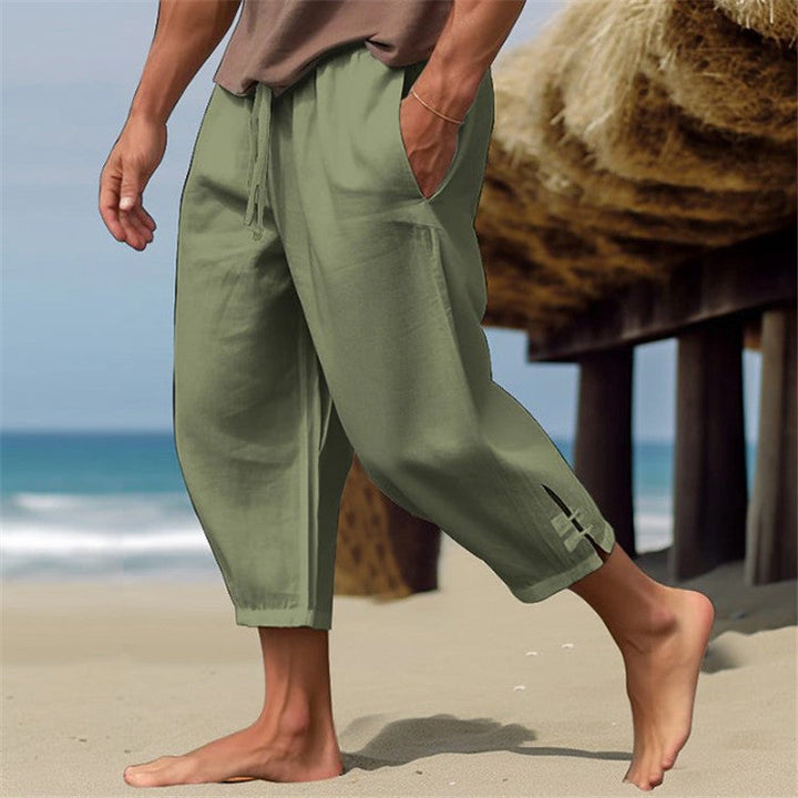 Erich - Pantalones Cómodos De Lino Con Cintura Elástica Para El Verano