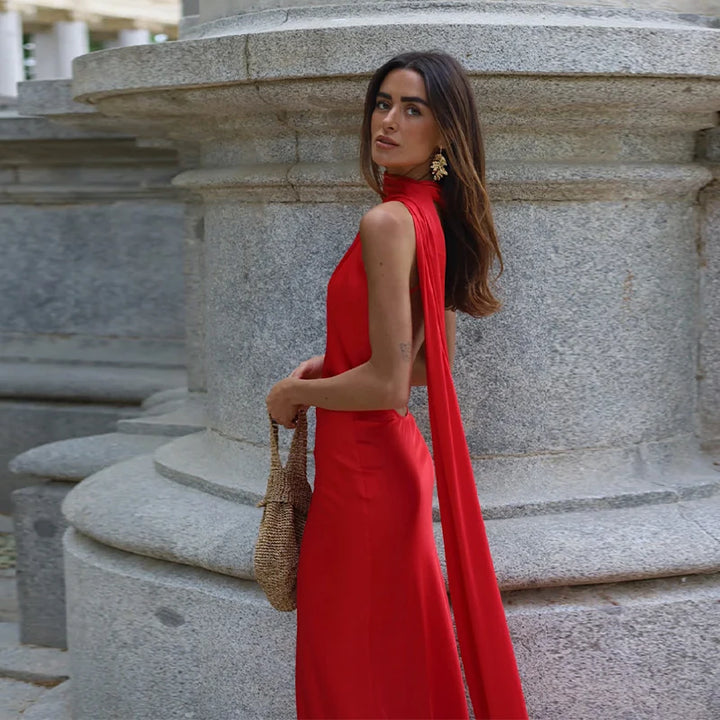 Lucila - Cuello Halter Vestido Largo