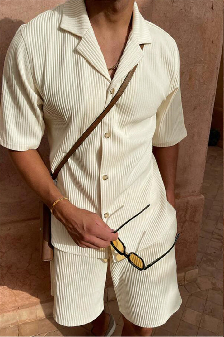 Ardian - Conjunto De Camisa De Manga Corta Y Pantalón Corto De Pana