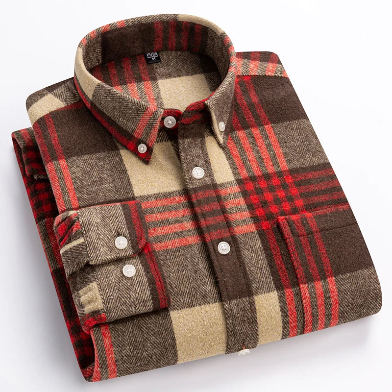 Kasner - Camisa De Algodón a Cuadros De Manga Larga