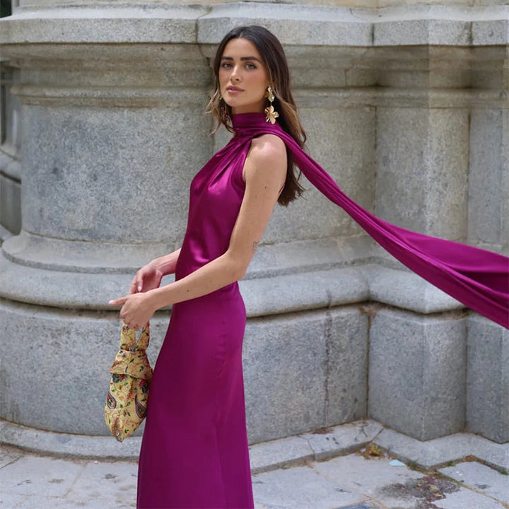 Lucila - Cuello Halter Vestido Largo