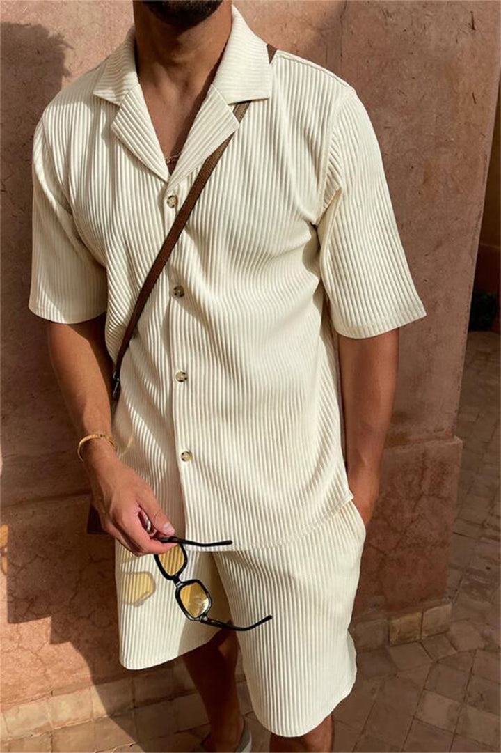 Ardian - Conjunto De Camisa De Manga Corta Y Pantalón Corto De Pana