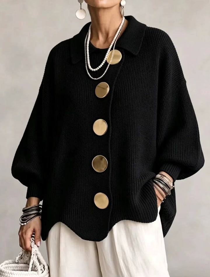 Shiryl - Rebeca de Punto Con Cuello Mangas Largas y Botones