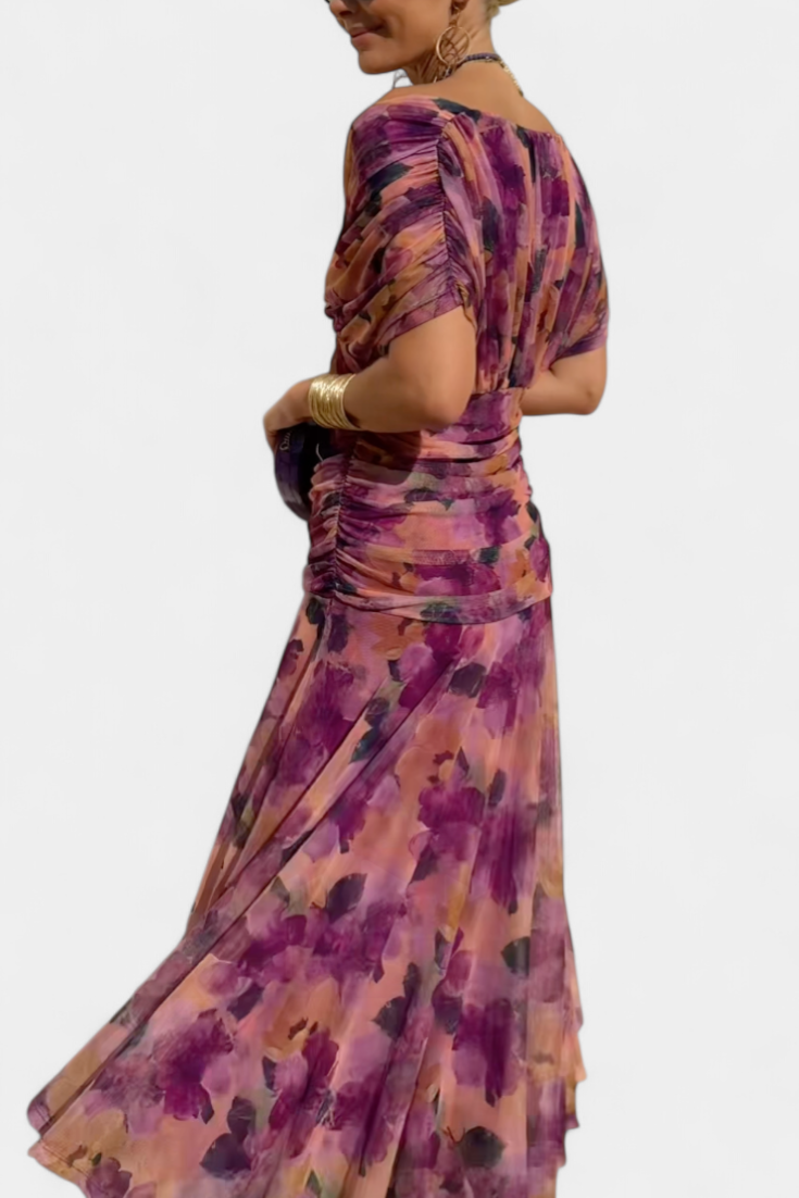 Rawan - Vestido Largo De Gasa Con Hombros Descubiertos