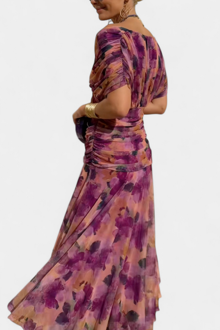 Rawan - Vestido Largo De Gasa Con Hombros Descubiertos