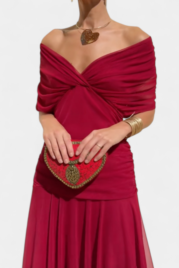 Rawan - Vestido Largo De Gasa Con Hombros Descubiertos