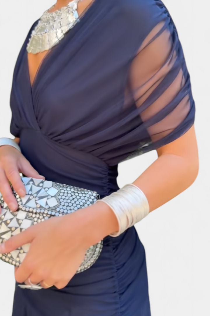 Rawan - Vestido Largo De Gasa Con Hombros Descubiertos