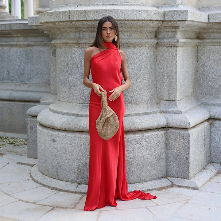 Lucila - Cuello Halter Vestido Largo