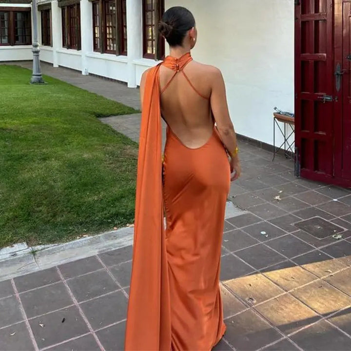 Lucila - Cuello Halter Vestido Largo