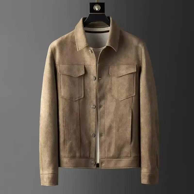 Efran - Chaqueta De Ante Sintético Con Bolsillos Delanteros