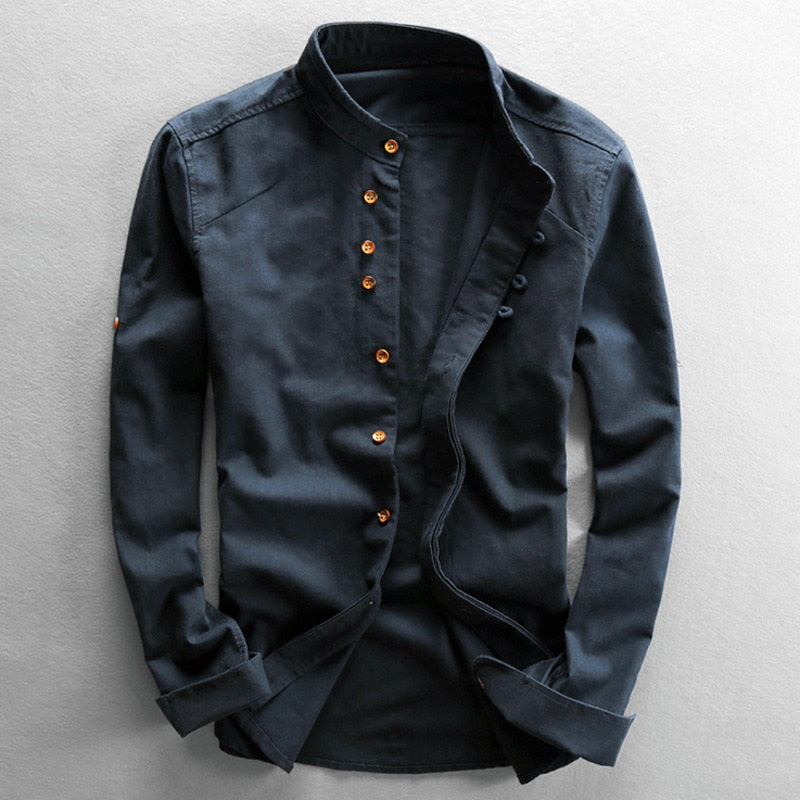 Hrvoje - Elegante Camisa Con Cuello Mao
