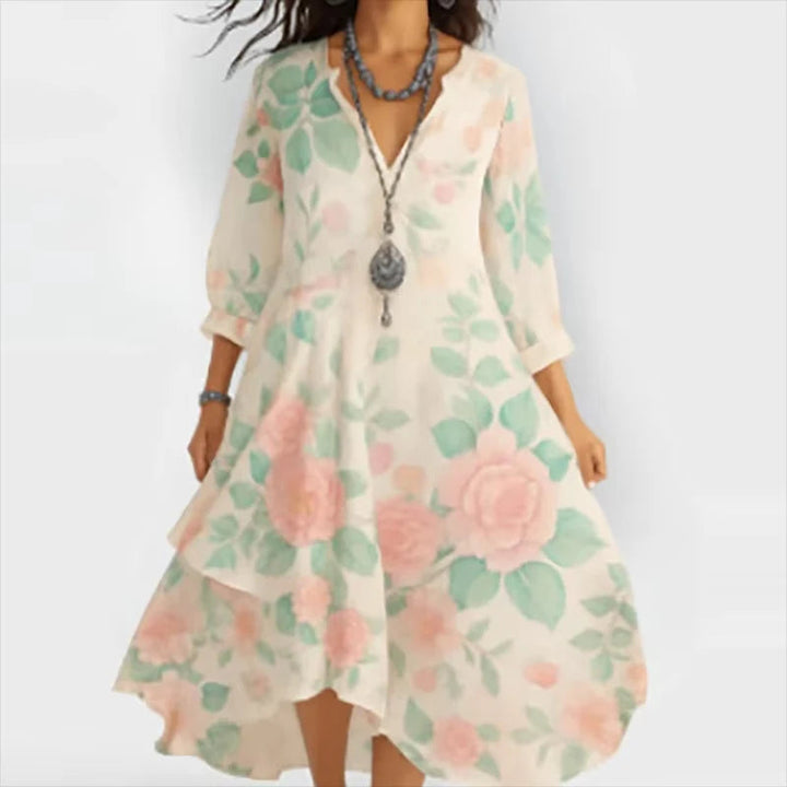Shanae - Elegante Vestido Midi De Flores