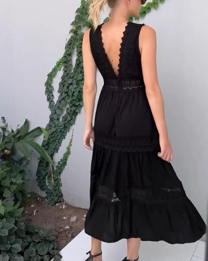 Papakosta - Elegante Vestido Sin Mangas De Encaje