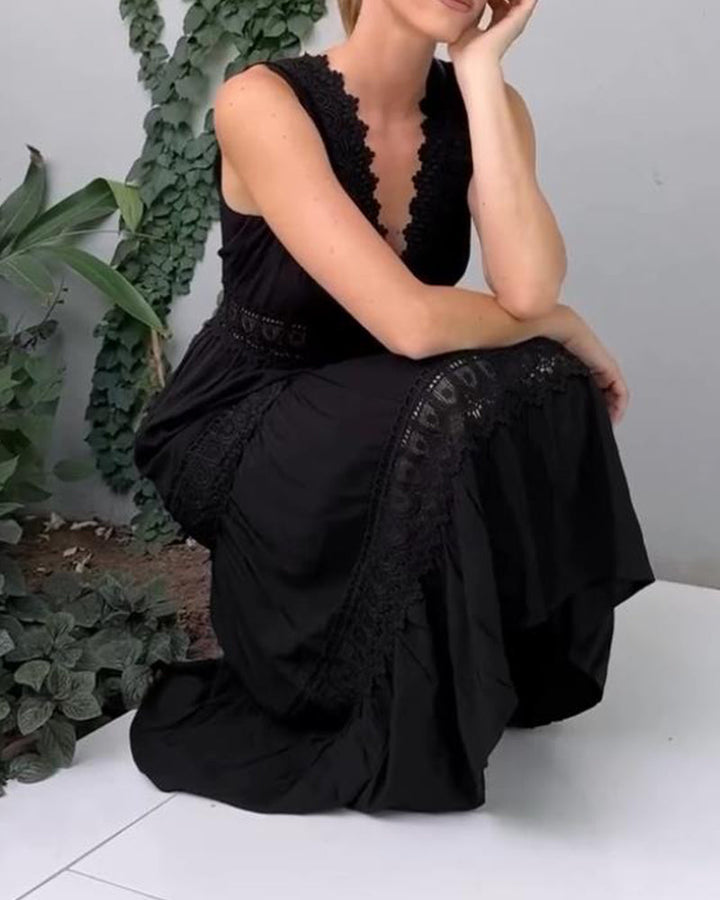 Papakosta - Elegante Vestido Sin Mangas De Encaje