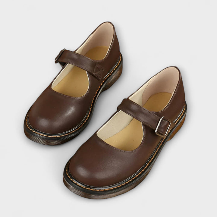 Yolanda - Elegantes Zapatos De Cuero Con Correa