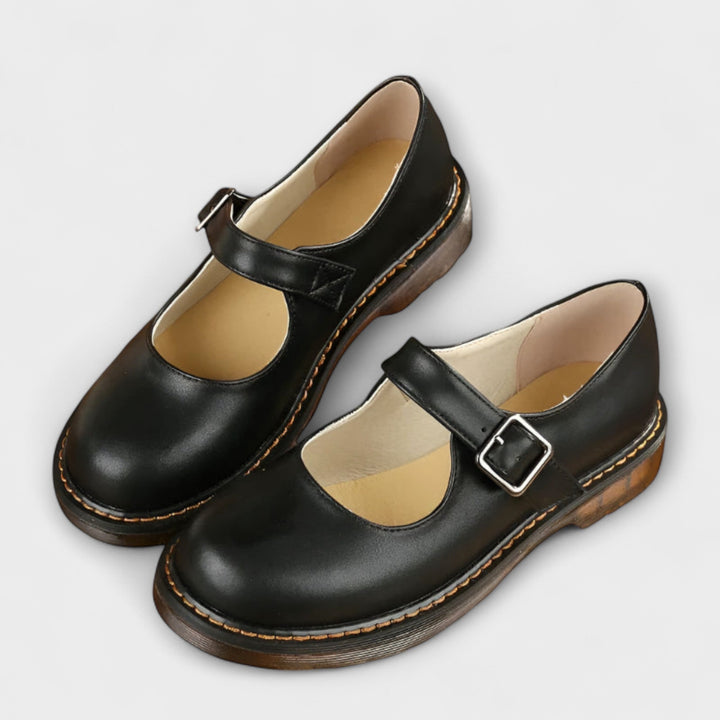 Yolanda - Elegantes Zapatos De Cuero Con Correa