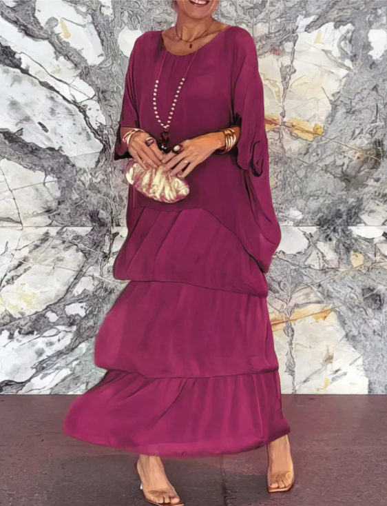 Leona - Maxivestido Holgado Con Cuello Redondo