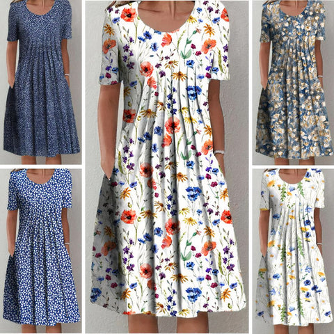 Nicolina - Elegante Vestido De Algodón Con Estampado De Flores