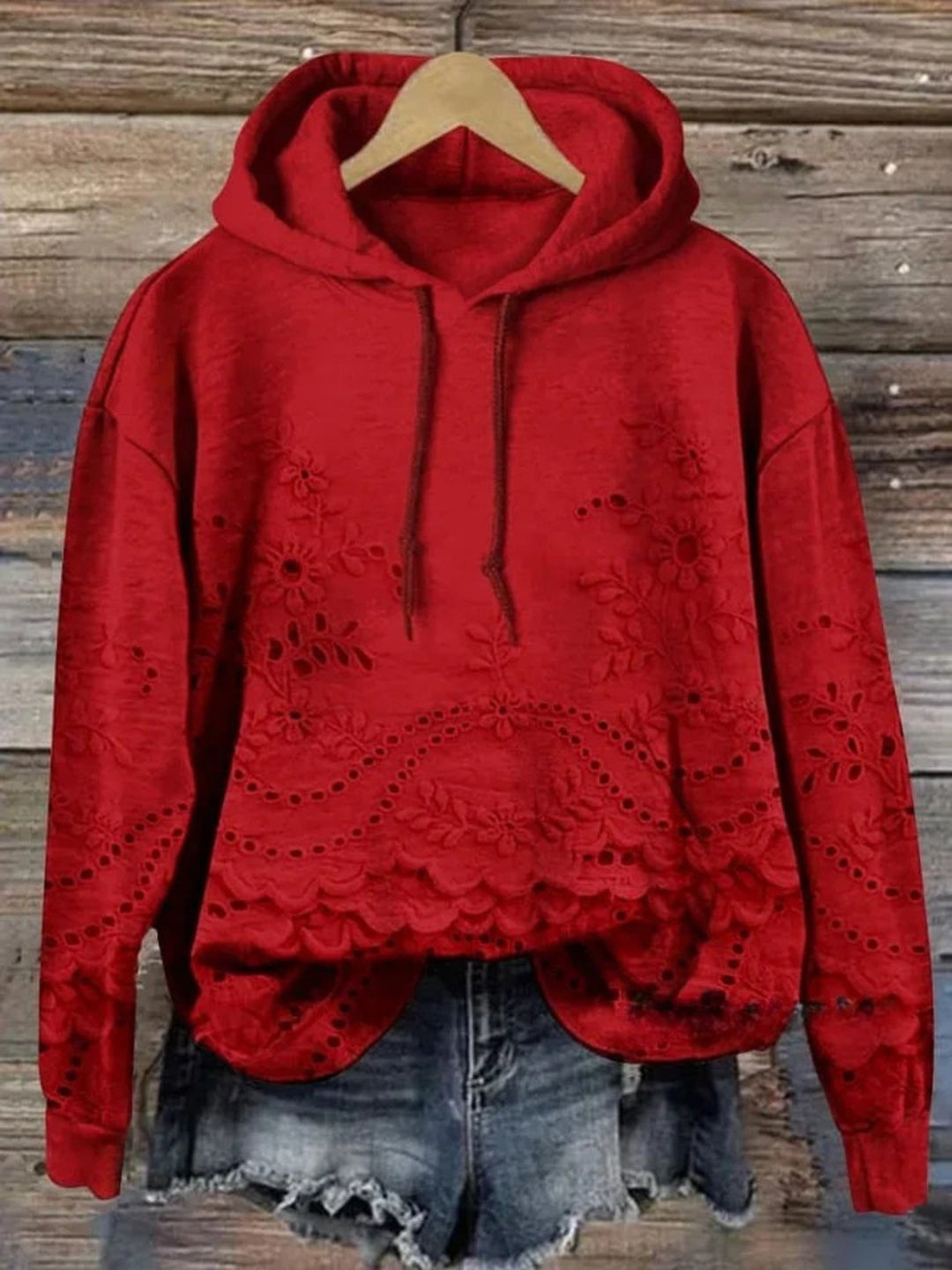 Leenja - Sudadera Con Capucha De Flores Texturizada Informal