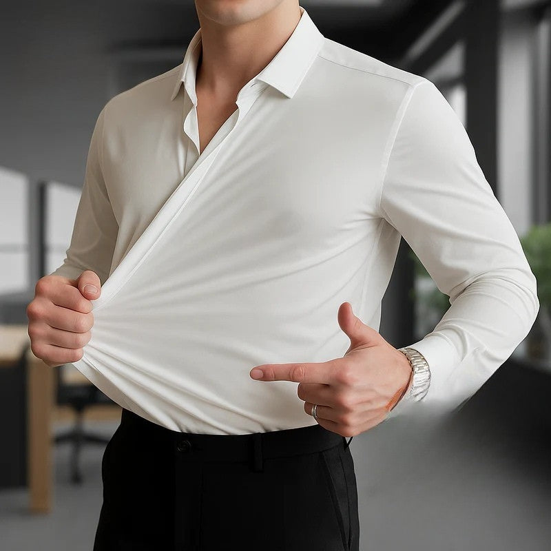 Kusek - Camisa Elegante Elástica y Sin Arrugas