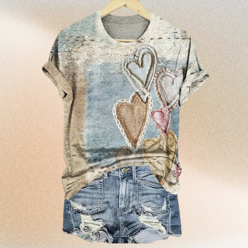 Otmar - Camiseta Vintage Con Estampado De Corazón