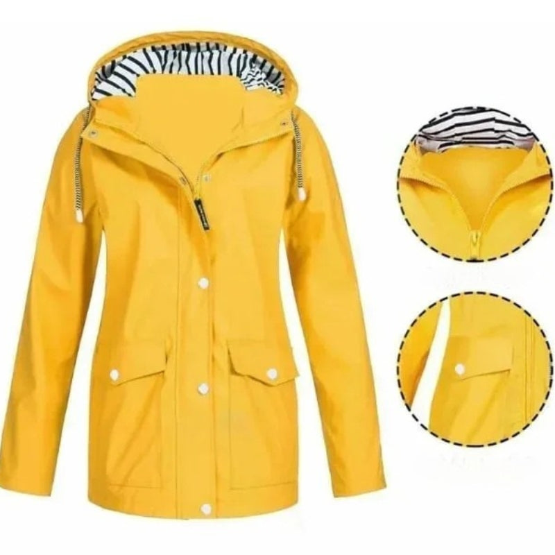 Ilektra - Elegante Manga Larga Impermeable Capuchado Chaqueta