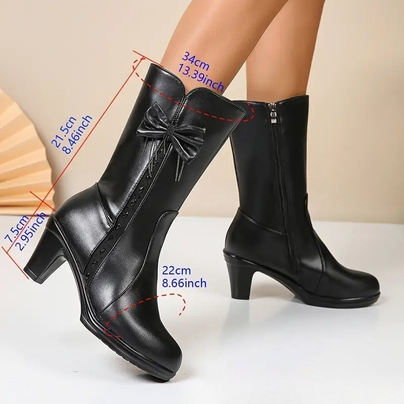 Nuccia - Botas Vintage De Cuero Con Lazo