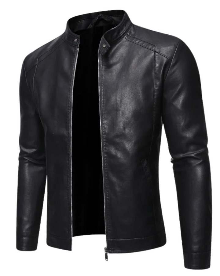 Daamian - Chaqueta De Cuero Con Cuello Alto