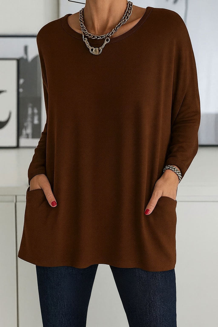 Noryn - Jersey Oversize Con Cuello Redondo y Bolsillos