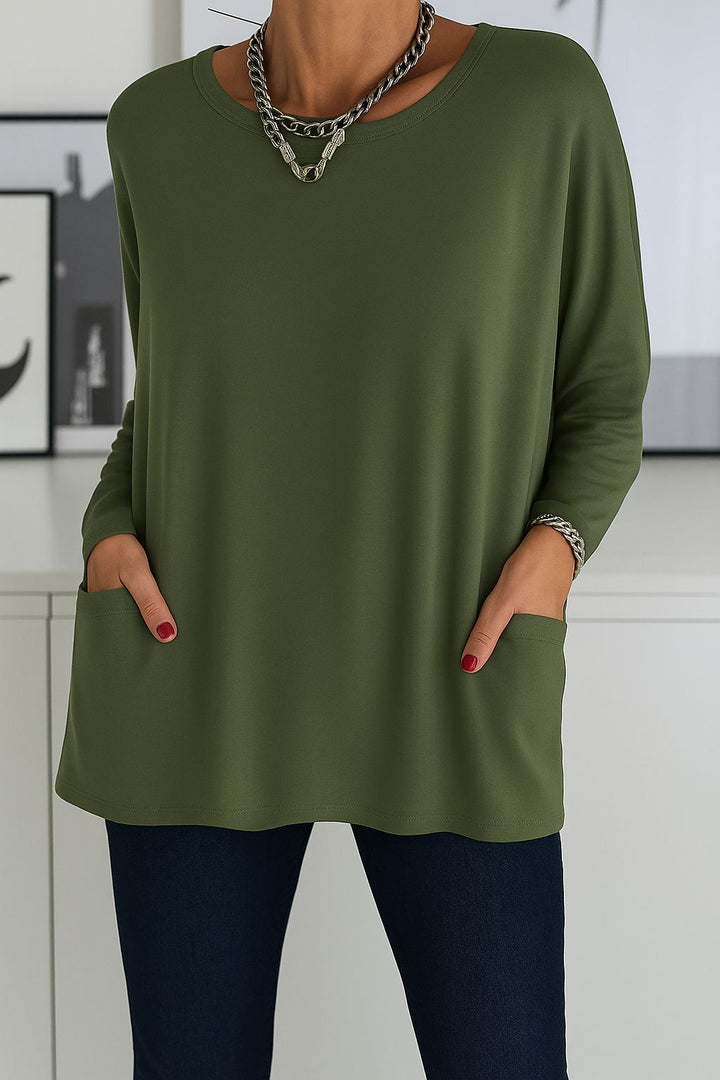 Noryn - Jersey Oversize Con Cuello Redondo y Bolsillos