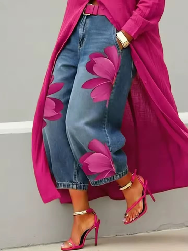 Makellah - Vaqueros Informales Con Estampado Floral