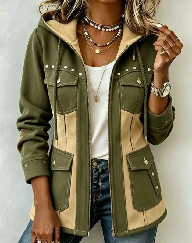 Lyndsay - Chaqueta Con Capucha y Paneles Texturizados en Contraste