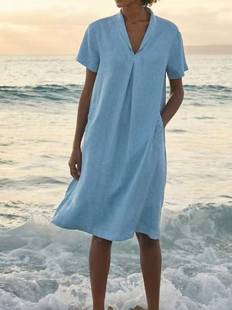 Laurie - Vestido De Manga Corta Con Bolsillos