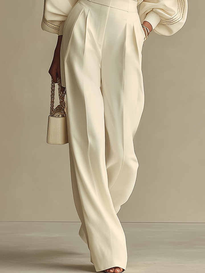 Leticya - Conjunto de Punto con Pantalones de Pierna Ancha