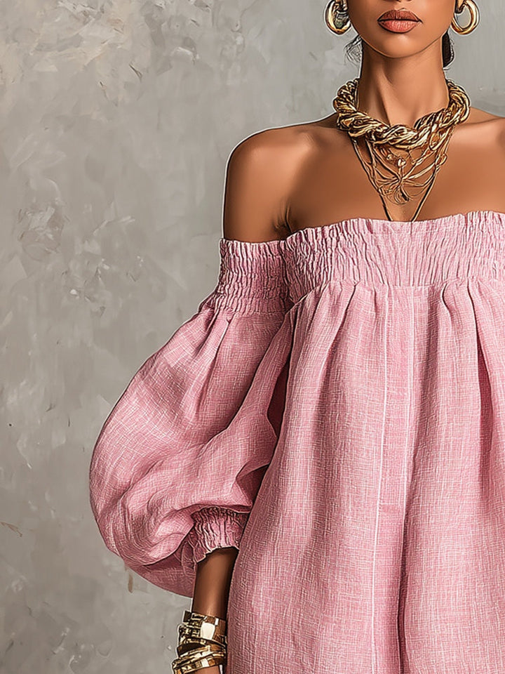 Rewina - Vestido Mini Con Hombros Al Aire Y Mangas Acampanadas