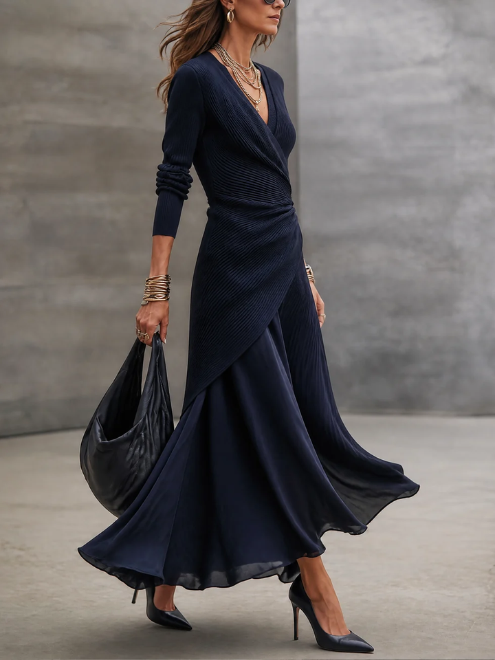 Leslia - Elegante Vestido Largo Con Cuello en V